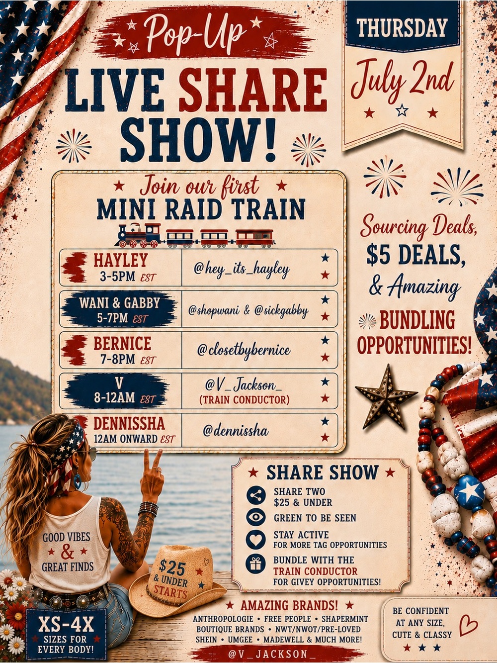 Live Show Flyer, Hangout with @hey_its_hayley ❤️Unlisted, steal deals, and more!